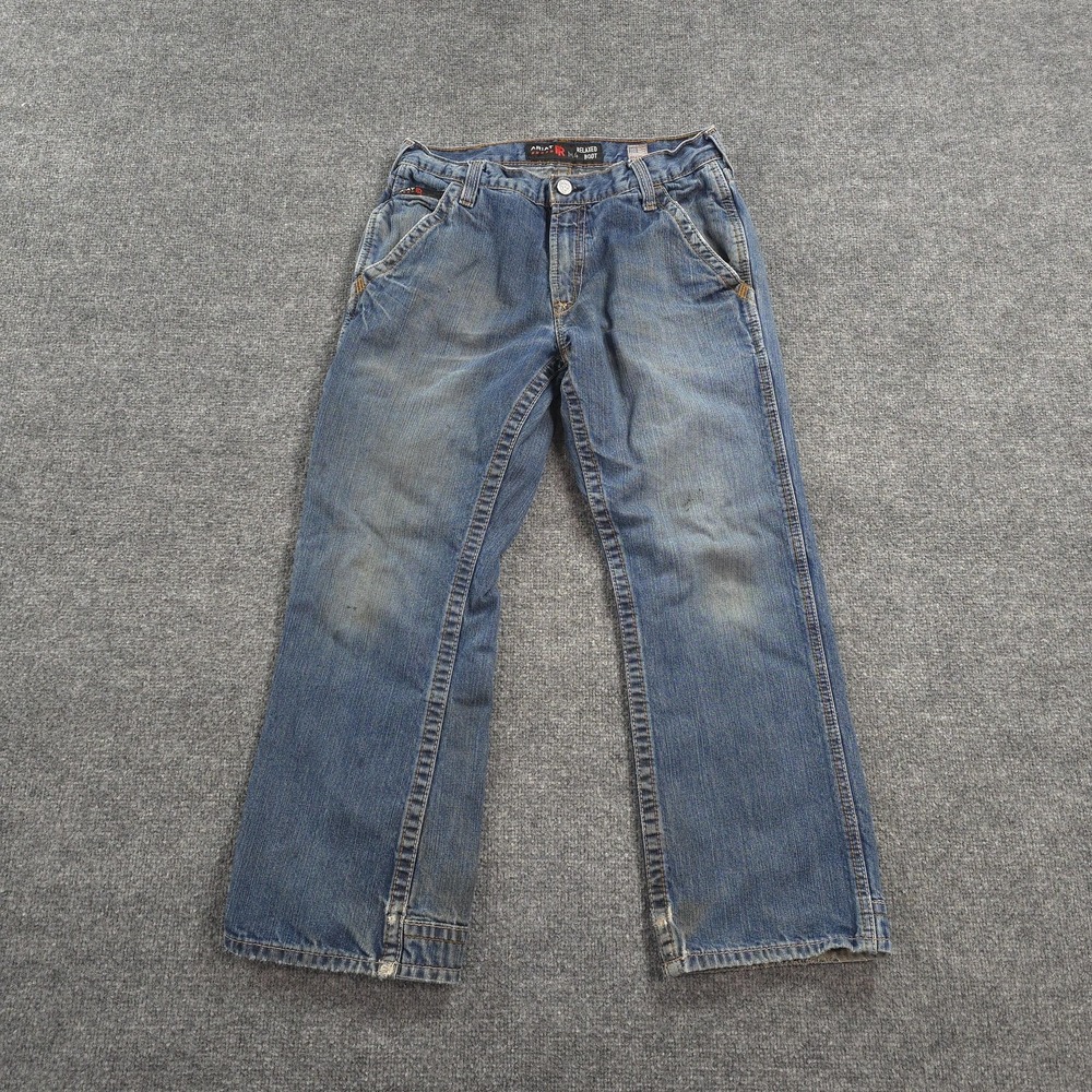 Ariat Jeans Mens 32x30 Blue Denim FR M4 Relaxed Boot Cut Western Workwear